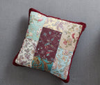 DaDa Bedding Patchwork Burgundy Red Velvet Floral Euro Pillow Cover, 26" x 26" (JHW-868) DaDalogy Bedding Collection