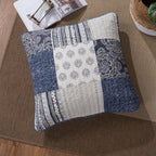 DaDa Bedding Patchwork Denim Blue Elegance Bohemian Euro Sham - 26” x 26" - 1PC (JHW660) DaDalogy Bedding Collection