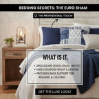 DaDa Bedding Patchwork Denim Blue Elegance Bohemian Euro Sham - 26” x 26" - 1PC (JHW660) DaDalogy Bedding Collection