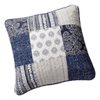 DaDa Bedding Patchwork Denim Blue Elegance Bohemian Euro Sham - 26” x 26" - 1PC (JHW660) DaDalogy Bedding Collection