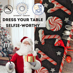 DaDa Bedding Peppermint Joy Red Black Holiday Tapestry Dining Table Runner (12904) DaDalogy Bedding Collection