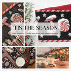 DaDa Bedding Peppermint Joy Red Black Holiday Tapestry Dining Table Runner (12904) DaDalogy Bedding Collection