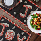 DaDa Bedding Peppermint Joy Red Black Holiday Tapestry Dining Table Runner (12904) DaDalogy Bedding Collection