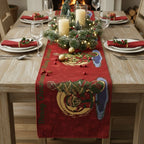 DaDa Bedding Red Santa Claus Christmas Tree Woven Tapestry Dining Table Runner (17615) DaDalogy Bedding Collection