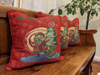 DaDa Bedding Red Santa Claus Christmas Woven Tapestry Throw Pillow Cover - 16" x 16" (17615) DaDalogy Bedding Collection