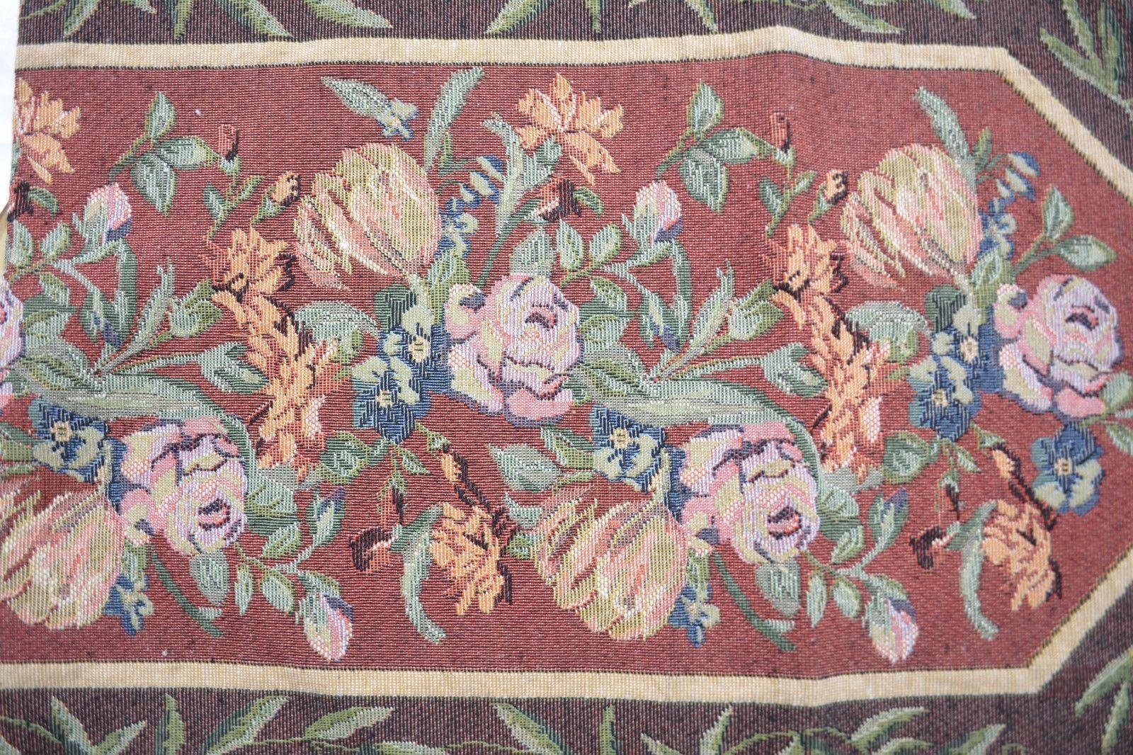 DaDa Bedding Romantic Floral Field of Roses Burgundy Red Tapestry Table Runner (5594) DaDalogy Bedding Collection