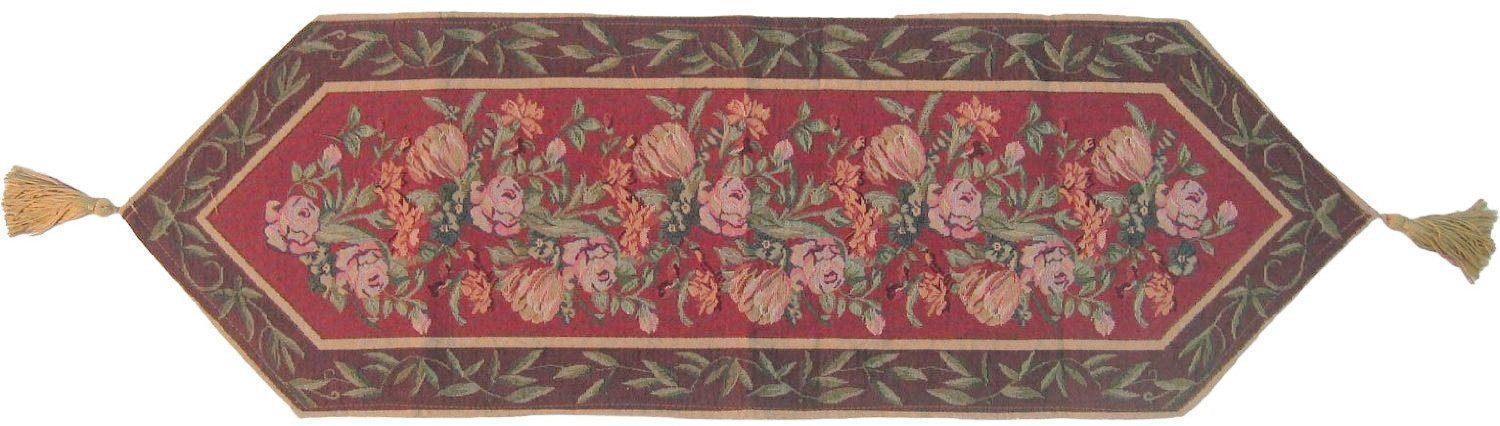 DaDa Bedding Romantic Floral Field of Roses Burgundy Red Tapestry Table Runner (5594) DaDalogy Bedding Collection