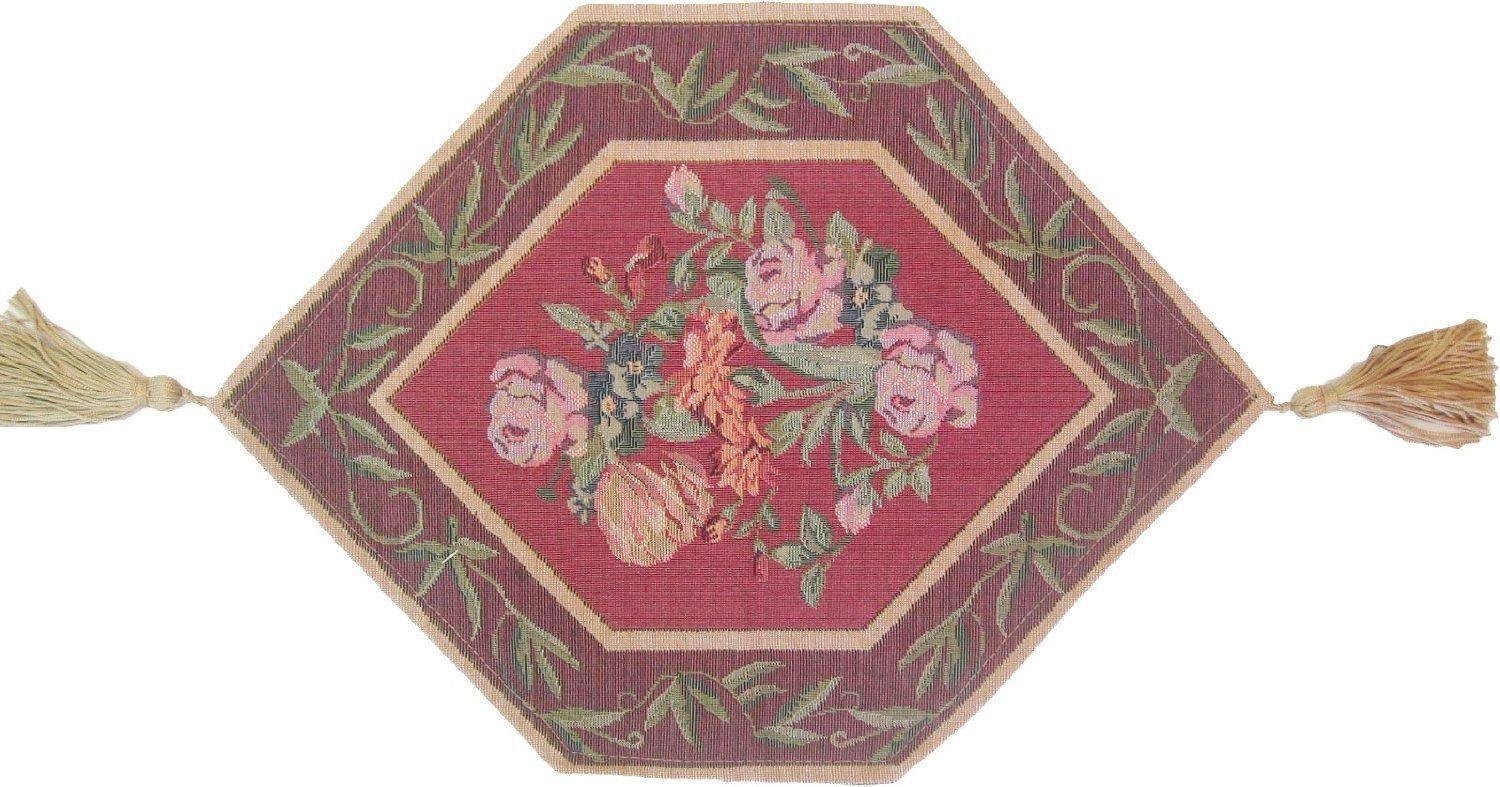 DaDa Bedding Romantic Floral Field of Roses Burgundy Red Tapestry Table Runner (5594) DaDalogy Bedding Collection