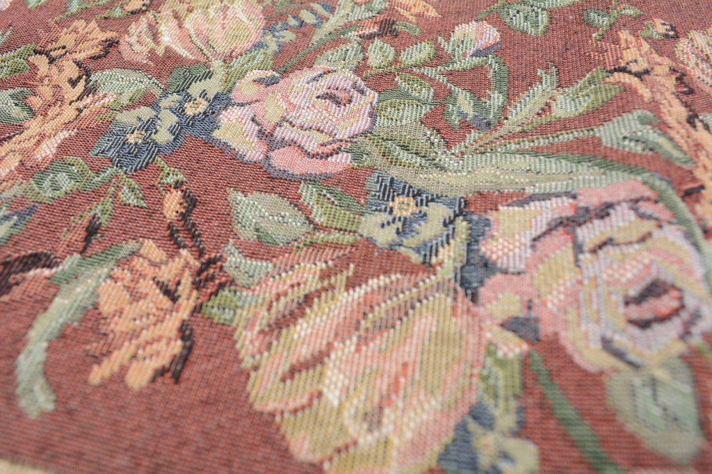 DaDa Bedding Romantic Floral Field of Roses Burgundy Red Tapestry Table Runner (5594) DaDalogy Bedding Collection
