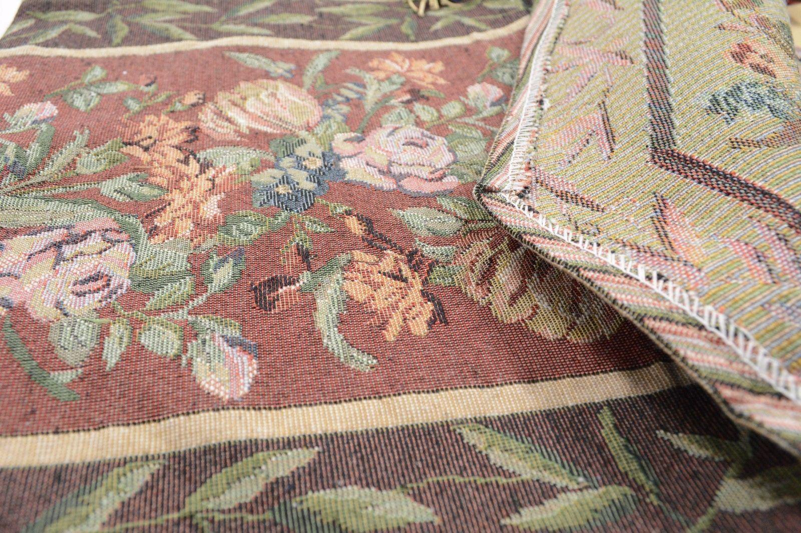 DaDa Bedding Romantic Floral Field of Roses Burgundy Red Tapestry Table Runner (5594) DaDalogy Bedding Collection