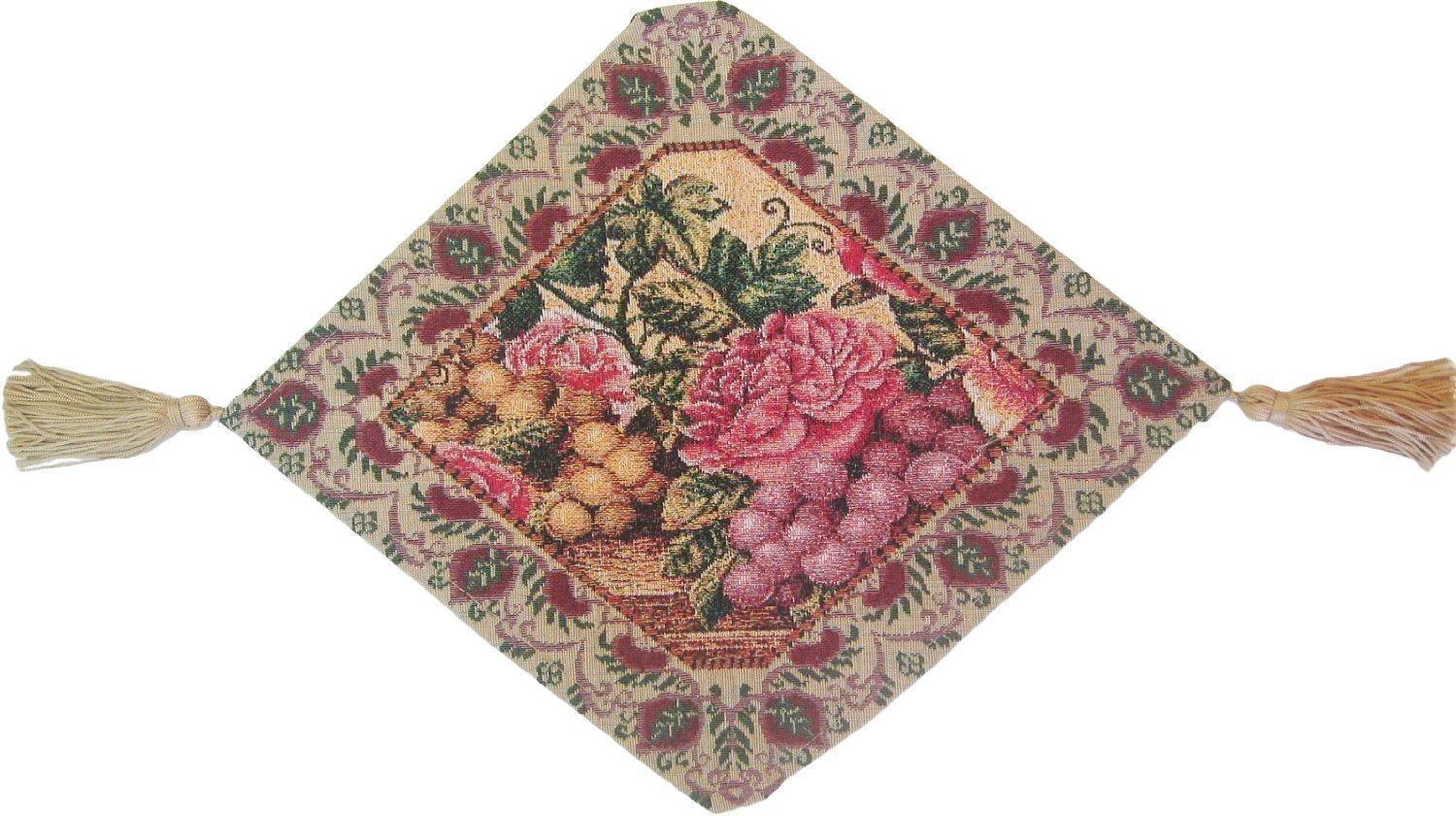 DaDa Bedding Romantic Parade of Fruit & Roses Floral Tapestry Table Runner (14426) DaDalogy Bedding Collection