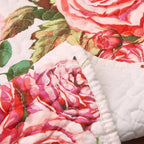 DaDa Bedding Romantic Roses Pink White Lovely Floral Quilted Dining Table Runner (879) DaDalogy Bedding Collection