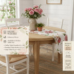 DaDa Bedding Romantic Roses Pink White Lovely Floral Quilted Dining Table Runner (879) DaDalogy Bedding Collection