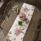 DaDa Bedding Romantic Roses Pink White Lovely Floral Quilted Dining Table Runner (879) DaDalogy Bedding Collection