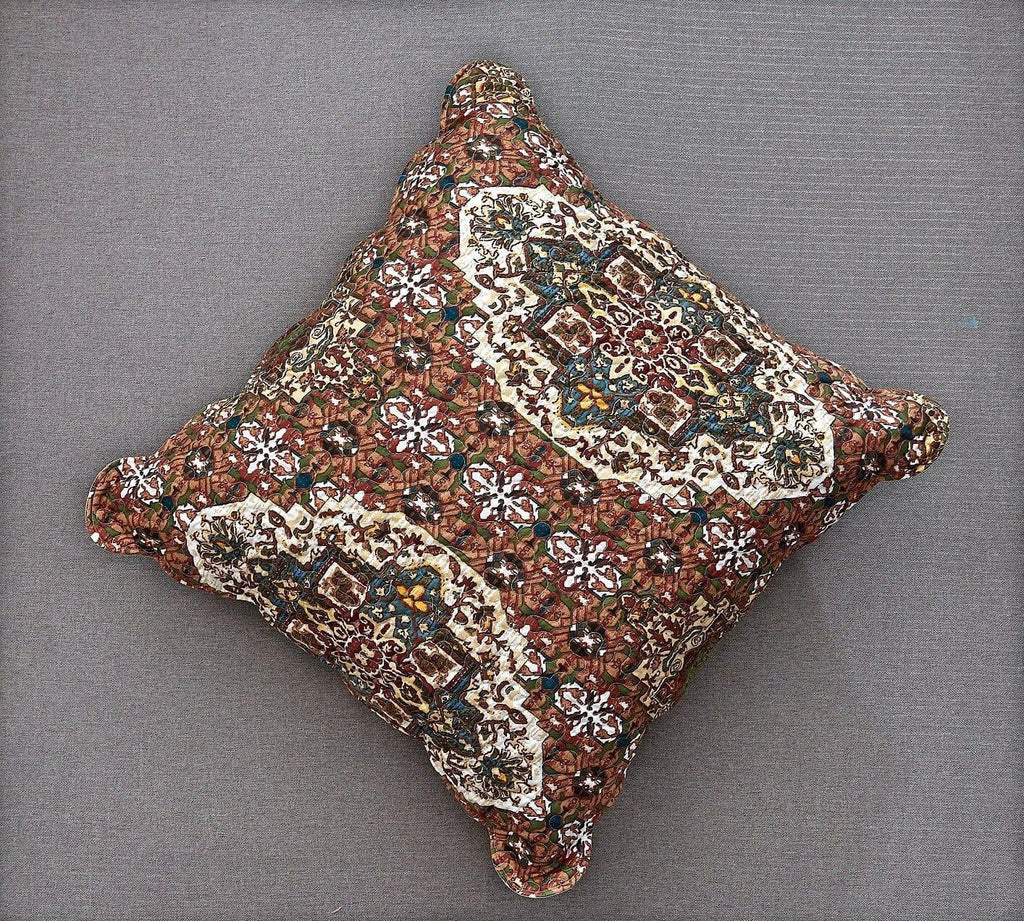 DaDa Bedding Rustic Earthy Cross Motif Folk Style Scalloped Euro Pillow Sham Cover, 26" x 26" (JHW944) DaDalogy Bedding Collection