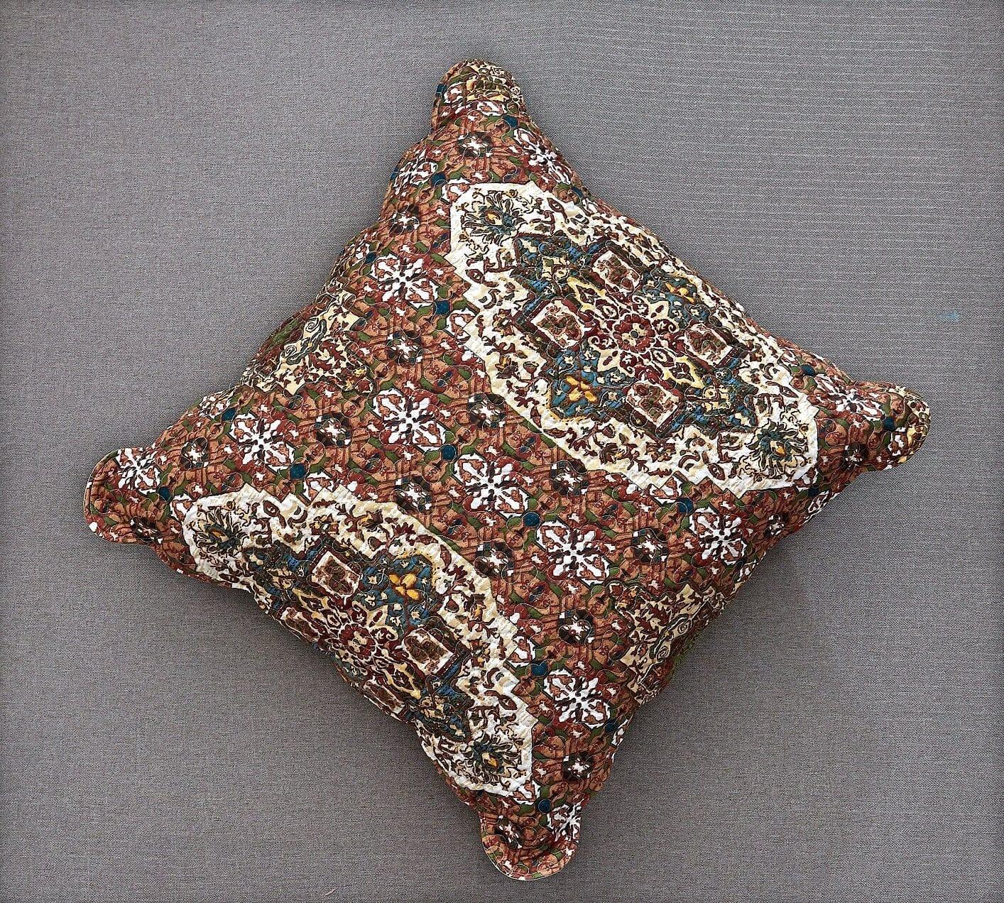 DaDa Bedding Rustic Earthy Cross Motif Folk Style Scalloped Euro Pillow Sham Cover, 26" x 26" (JHW944) DaDalogy Bedding Collection
