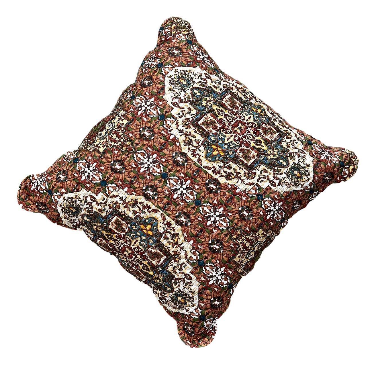 DaDa Bedding Rustic Earthy Cross Motif Folk Style Scalloped Euro Pillow Sham Cover, 26" x 26" (JHW944) DaDalogy Bedding Collection