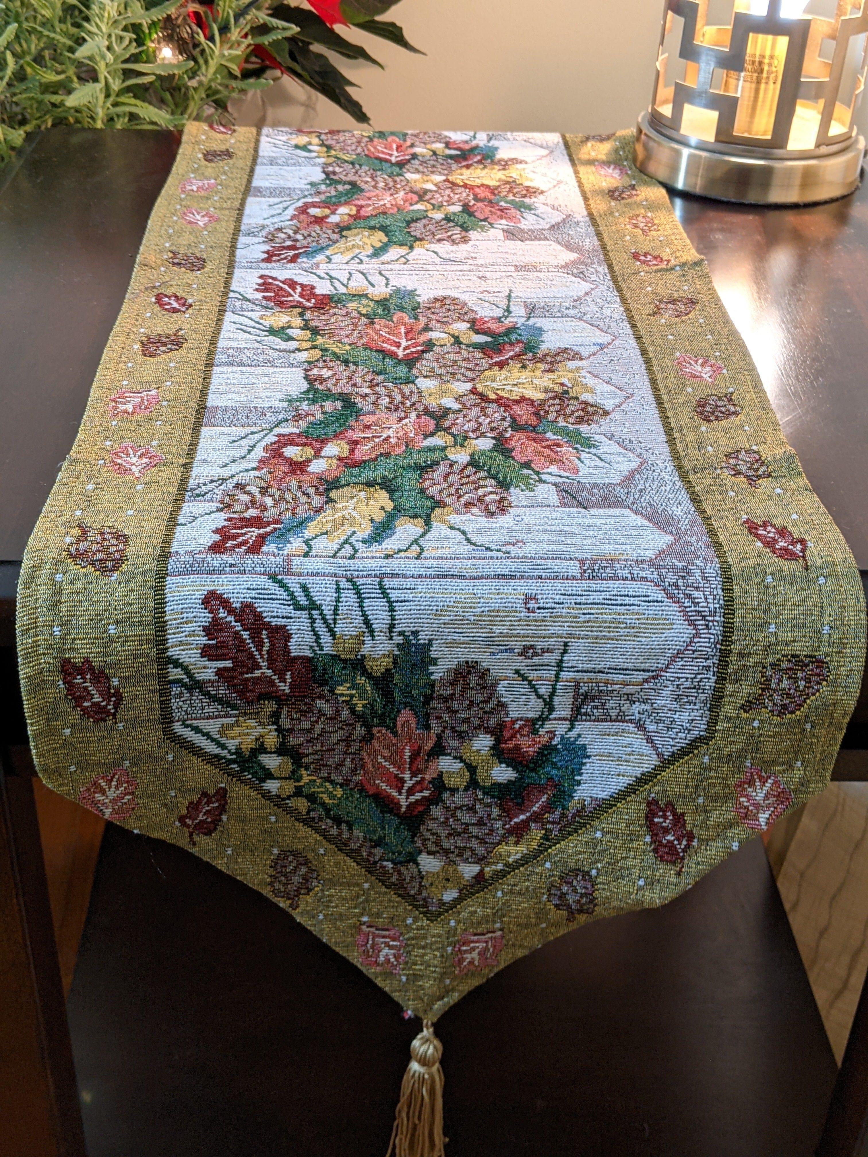 DaDa Bedding Rustic Floral Bouquet Lights Holiday Tapestry Dining Table Runner (6068) DaDalogy Bedding Collection