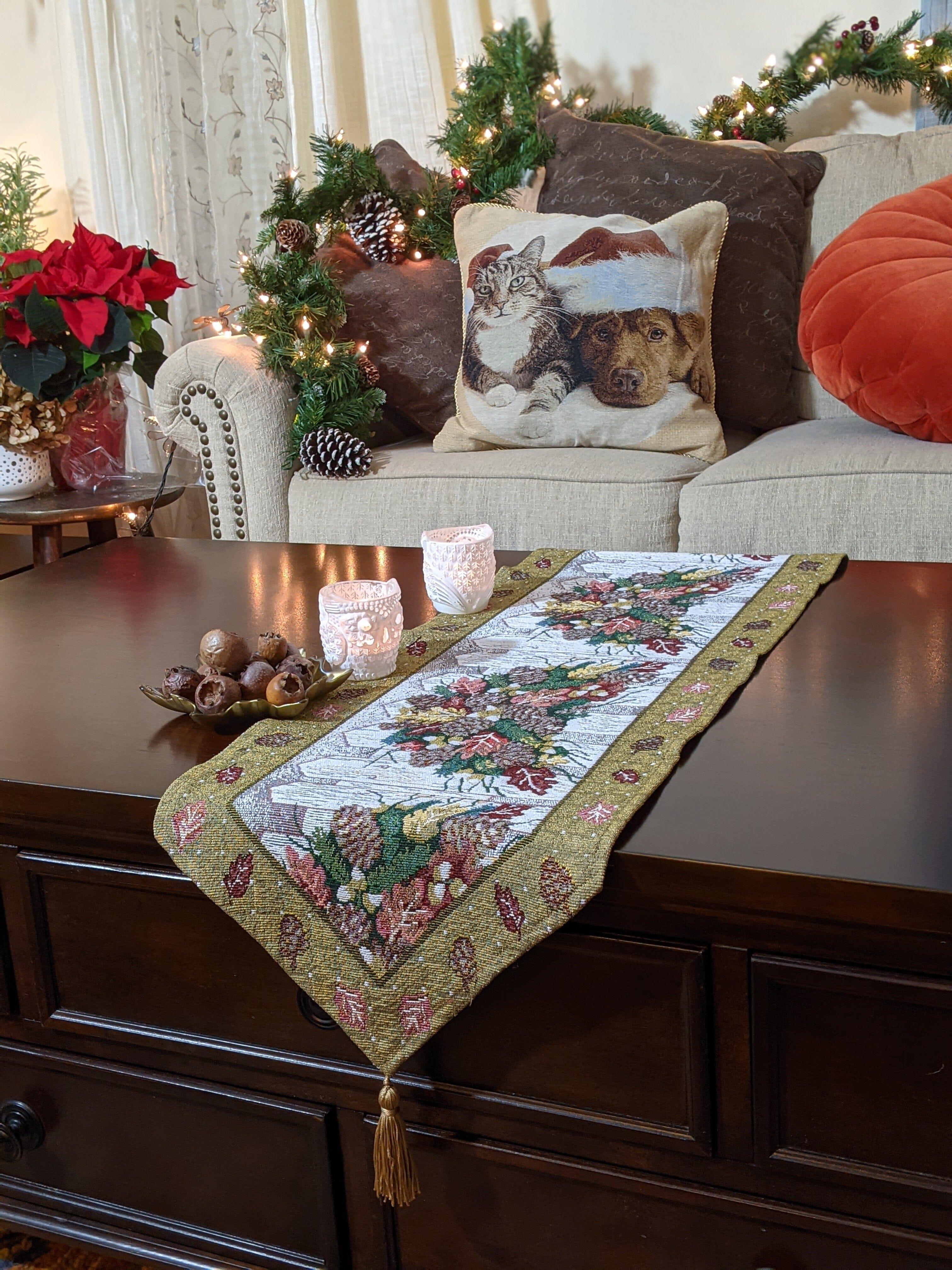 DaDa Bedding Rustic Floral Bouquet Lights Holiday Tapestry Dining Table Runner (6068) DaDalogy Bedding Collection