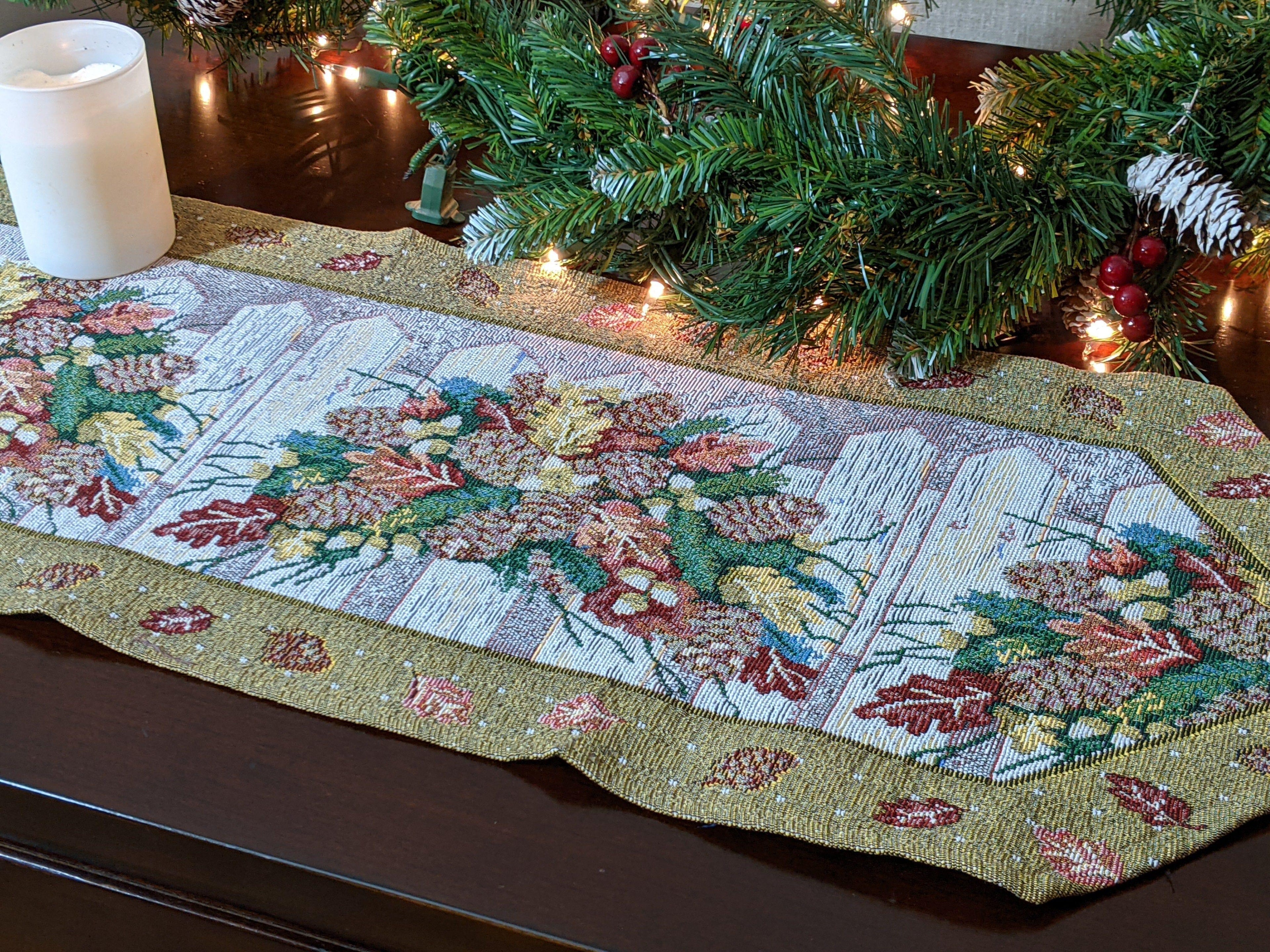 DaDa Bedding Rustic Floral Bouquet Lights Holiday Tapestry Dining Table Runner (6068) DaDalogy Bedding Collection