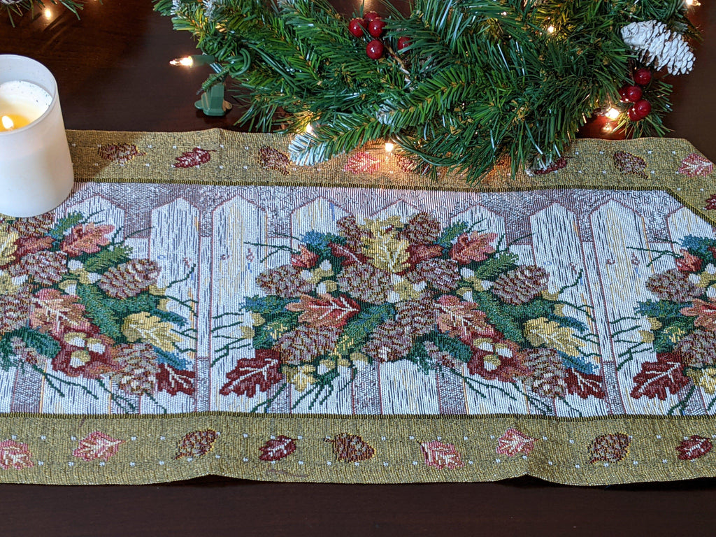 DaDa Bedding Rustic Floral Bouquet Lights Holiday Tapestry Dining Table Runner (6068) DaDalogy Bedding Collection