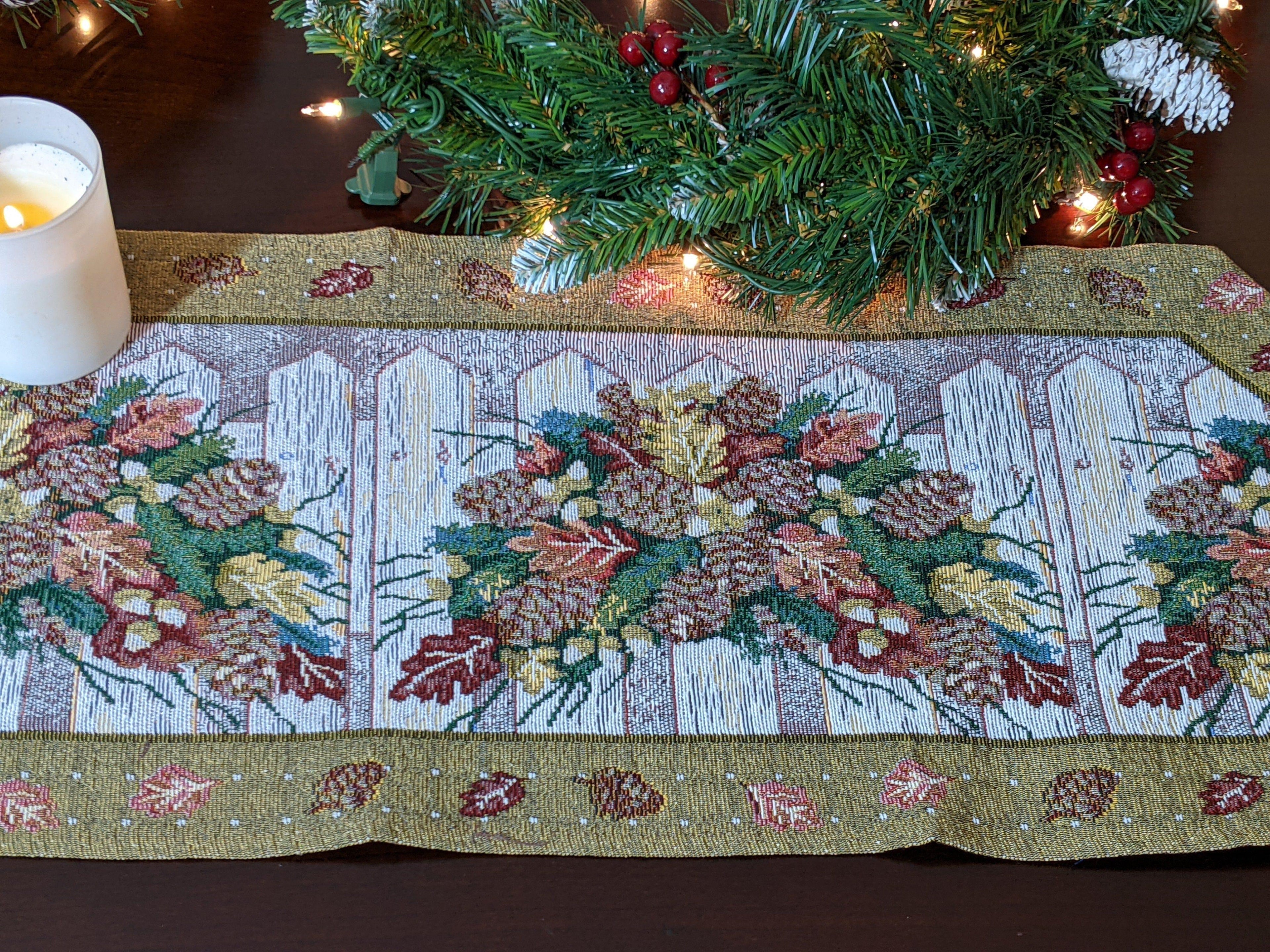DaDa Bedding Rustic Floral Bouquet Lights Holiday Tapestry Dining Table Runner (6068) DaDalogy Bedding Collection