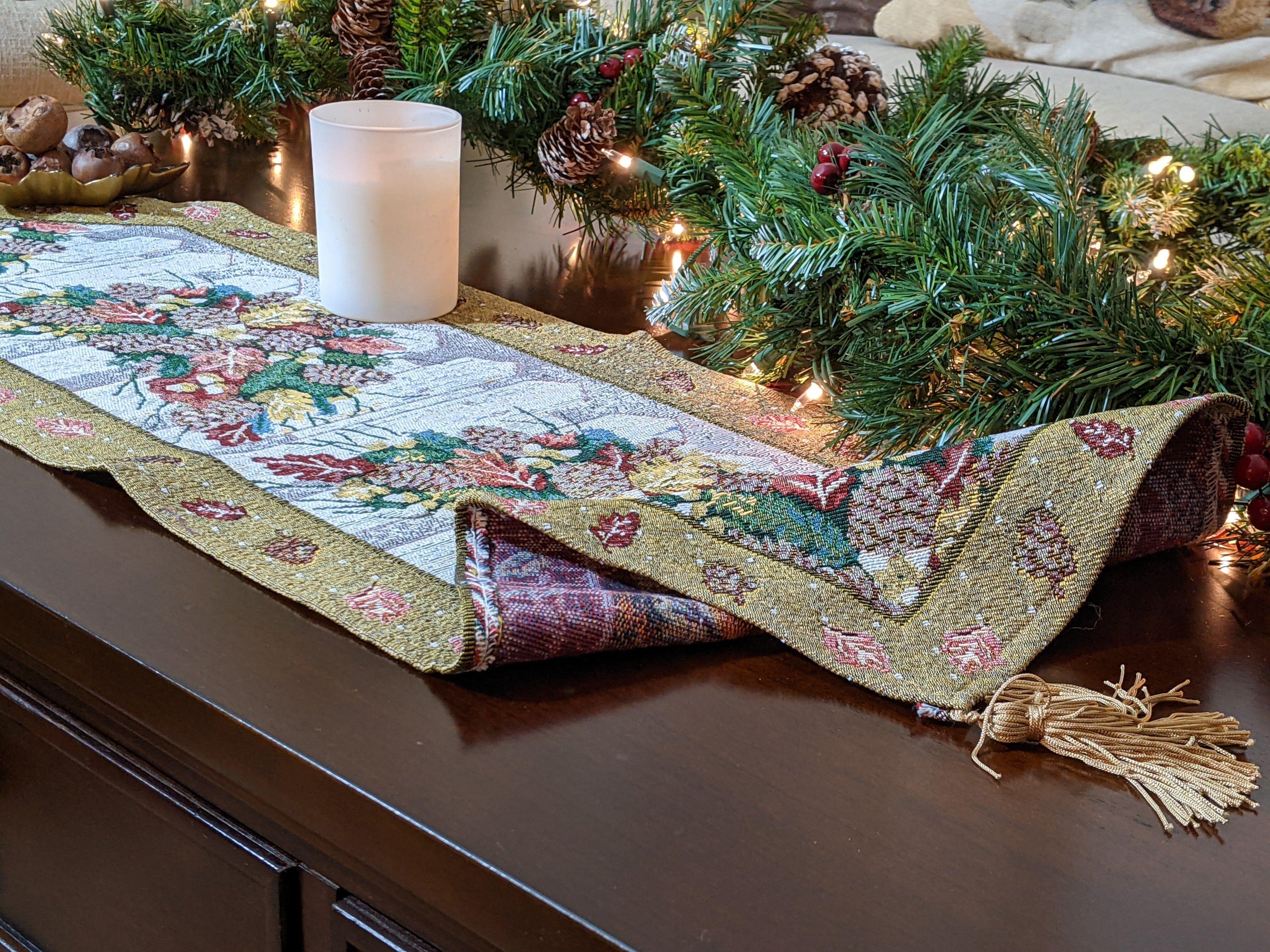DaDa Bedding Rustic Floral Bouquet Lights Holiday Tapestry Dining Table Runner (6068) DaDalogy Bedding Collection
