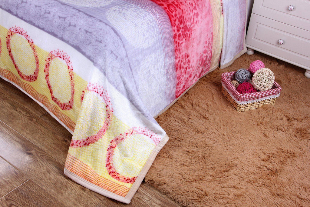 DaDa Bedding Seashore Sunny Yellow Lavender Floral Flannel Mink Fleece Throw Blanket (XY9901) DaDalogy Bedding Collection