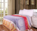 DaDa Bedding Seashore Sunny Yellow Lavender Floral Flannel Mink Fleece Throw Blanket (XY9901) DaDalogy Bedding Collection