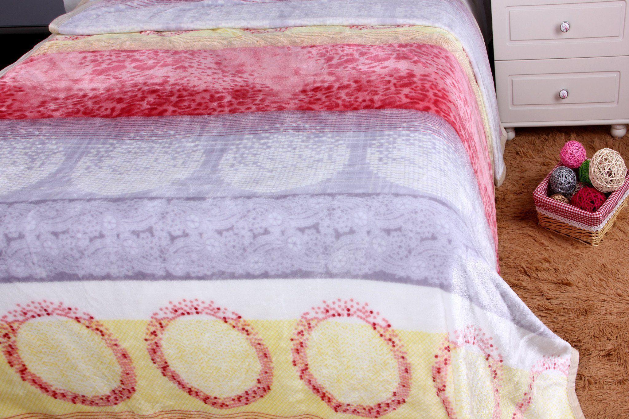 DaDa Bedding Seashore Sunny Yellow Lavender Floral Flannel Mink Fleece Throw Blanket (XY9901) DaDalogy Bedding Collection