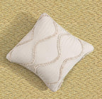DaDa Bedding Set of 2 Charming Country Tufted Ivory Tan Ruffles Throw Pillow Covers - 18" x 18" (JHW873) DaDalogy Bedding Collection