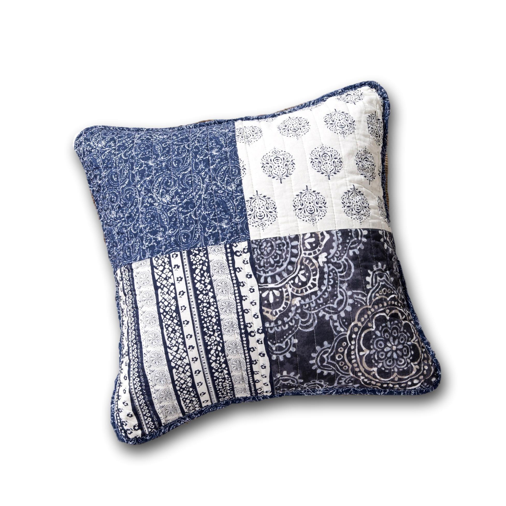 DaDa Bedding Set of 2-Pieces Bohemian Denim Blue Elegance Throw Pillow Covers - 18” x 18" (JHW660) DaDalogy Bedding Collection