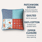 DaDa Bedding Set of 2-Pieces Bohemian Vibes Patchwork Floral Throw Pillow Covers, 18" x 18" (JHW878) DaDalogy Bedding Collection