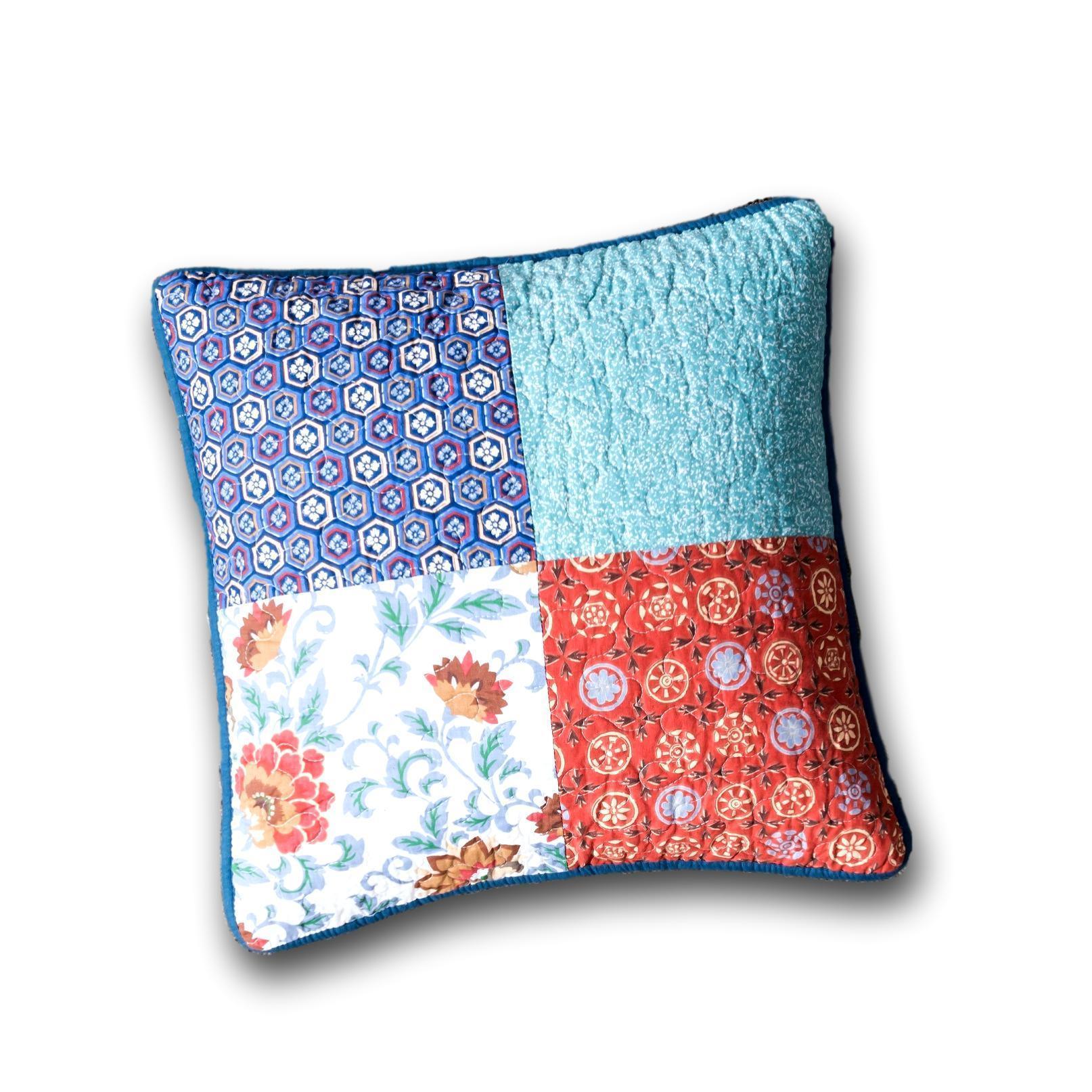 DaDa Bedding Set of 2-Pieces Bohemian Vibes Patchwork Floral Throw Pillow Covers, 18" x 18" (JHW878) DaDalogy Bedding Collection