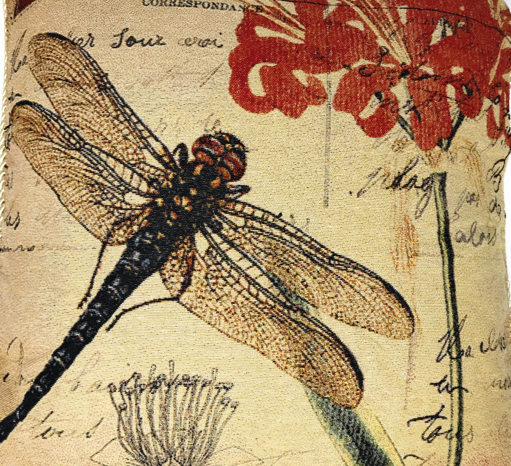 DaDa Bedding Set of 2-Pieces Dragonfly Dreams Nature Garden Tapestry Throw Pillow Covers w/ Inserts - 18" x 18" DaDalogy Bedding Collection