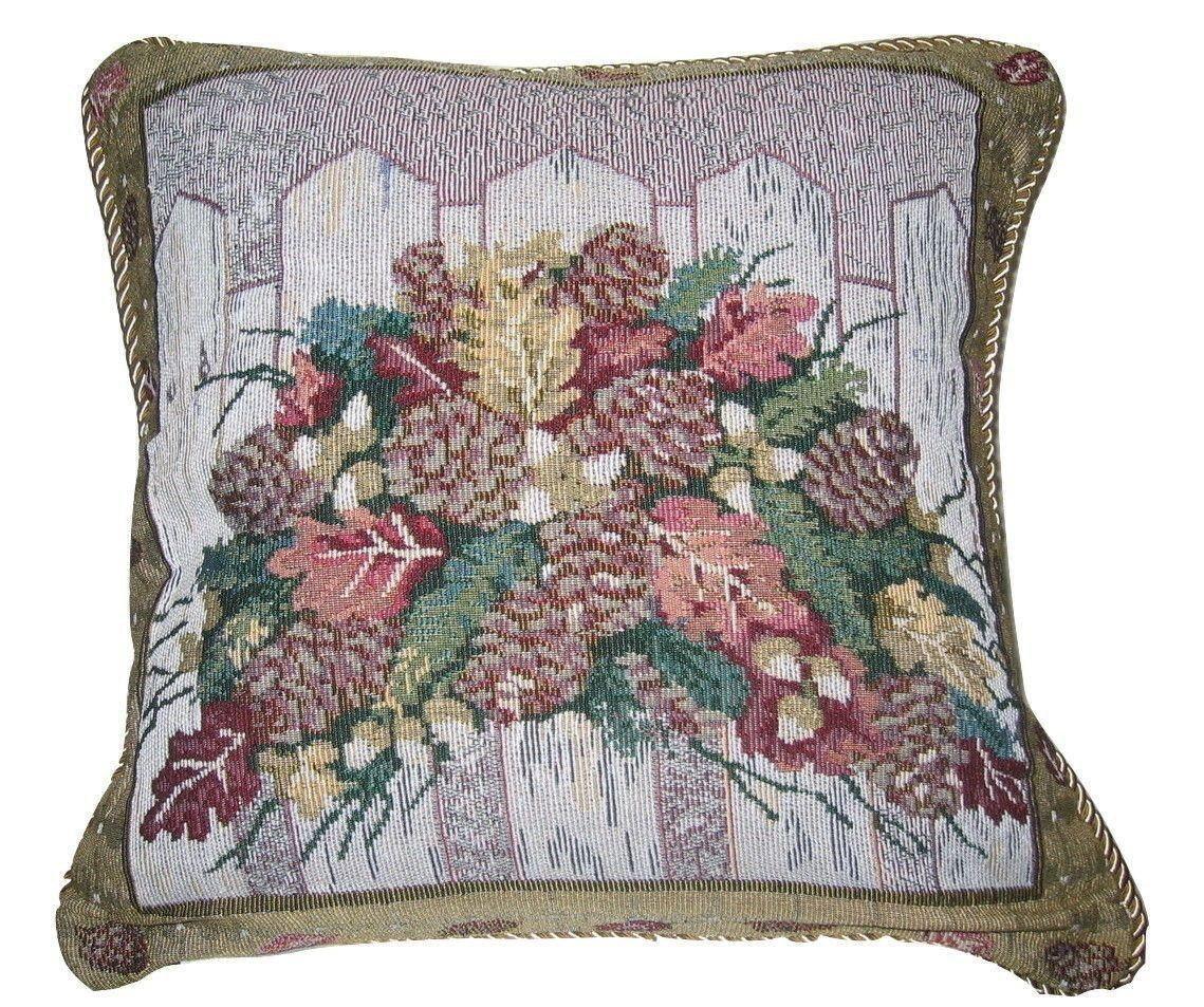 DaDa Bedding Set of 2-Pieces Festive Holiday Fiesta Floral Botanical Tapestry Throw Pillow Covers w/ Inserts - 18" x 18" DaDalogy Bedding Collection