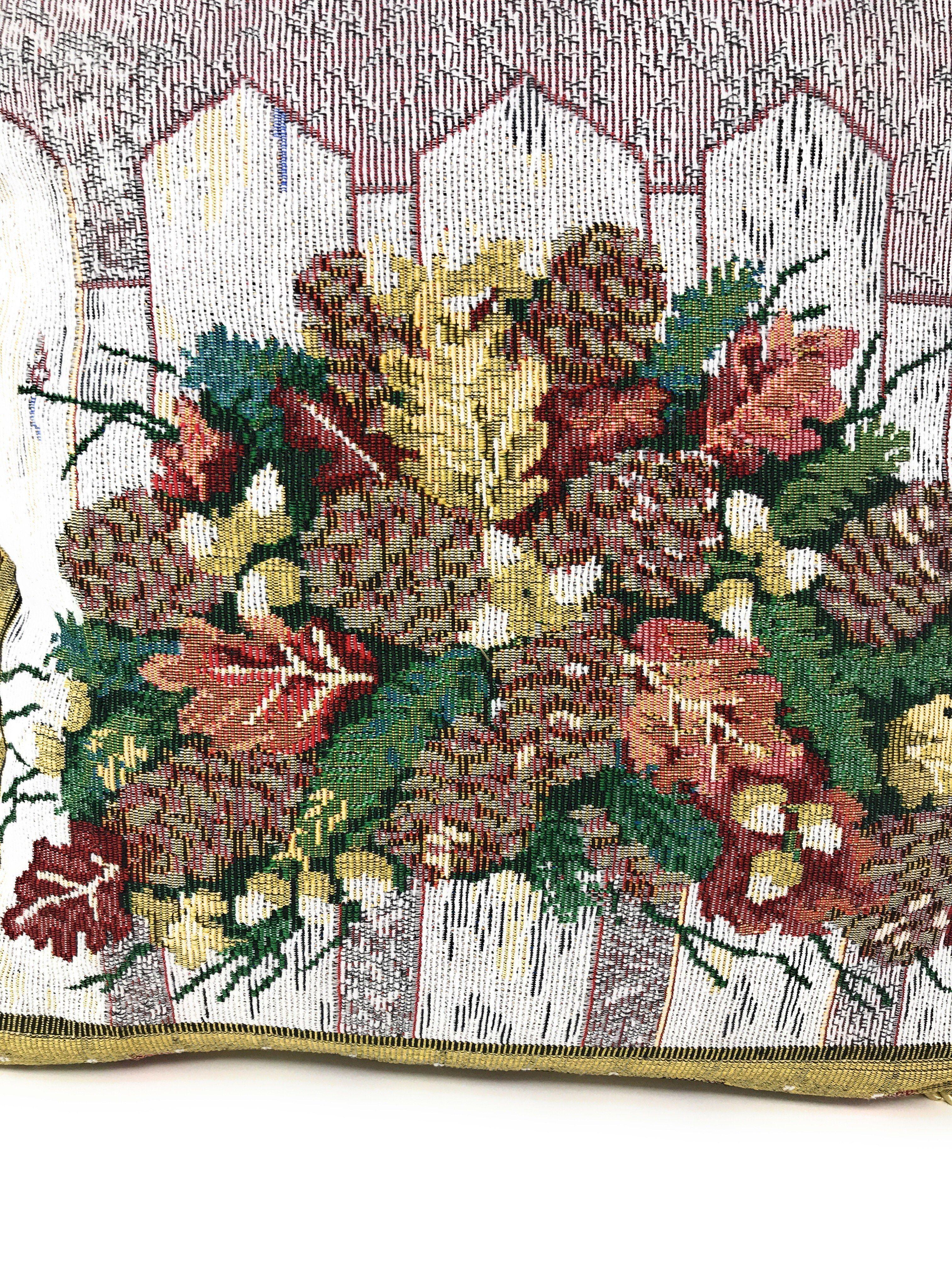 DaDa Bedding Set of 2-Pieces Festive Holiday Fiesta Floral Botanical Tapestry Throw Pillow Covers w/ Inserts - 18" x 18" DaDalogy Bedding Collection