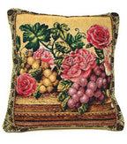 DaDa Bedding Set of 2-Pieces Parade Fruit & Roses Garden Tapestry Throw Pillow Covers w/ Inserts - 18" x 18" DaDalogy Bedding Collection
