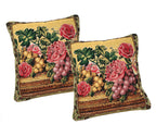 DaDa Bedding Set of 2-Pieces Parade Fruit & Roses Garden Tapestry Throw Pillow Covers w/ Inserts - 18" x 18" DaDalogy Bedding Collection