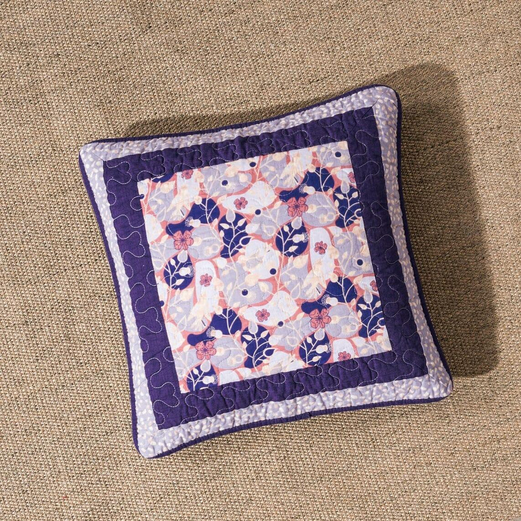 DaDa Bedding Set of 2-Pieces Peachy Blossoms Purple Floral Patchwork Throw Pillow Covers, 18" x 18" - Designed in USA (JHW877) DaDalogy Bedding Collection