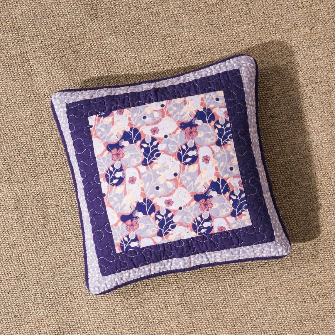 DaDa Bedding Set of 2-Pieces Peachy Blossoms Purple Floral Patchwork Throw Pillow Covers, 18" x 18" - Designed in USA (JHW877) DaDalogy Bedding Collection