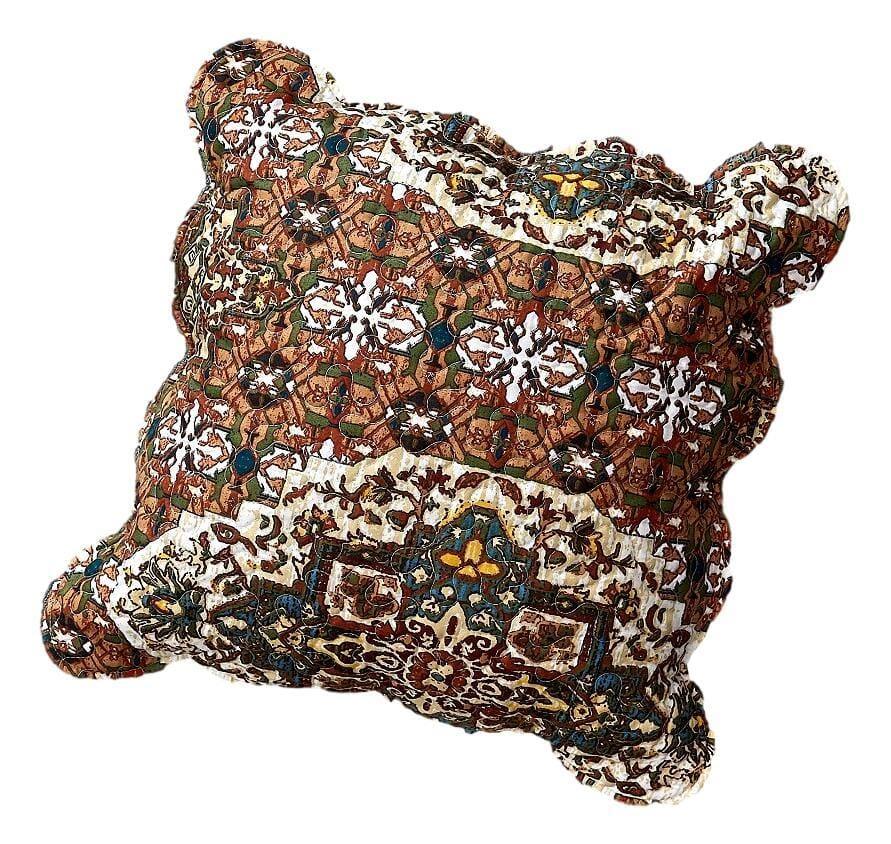 DaDa Bedding Set of 2-Pieces Rustic Earthy Cross Motif Folk Scalloped Throw Pillow Covers, 18" x 18" (JHW944) DaDalogy Bedding Collection