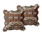 DaDa Bedding Set of 2-Pieces Rustic Earthy Cross Motif Folk Scalloped Throw Pillow Covers, 18" x 18" (JHW944) DaDalogy Bedding Collection