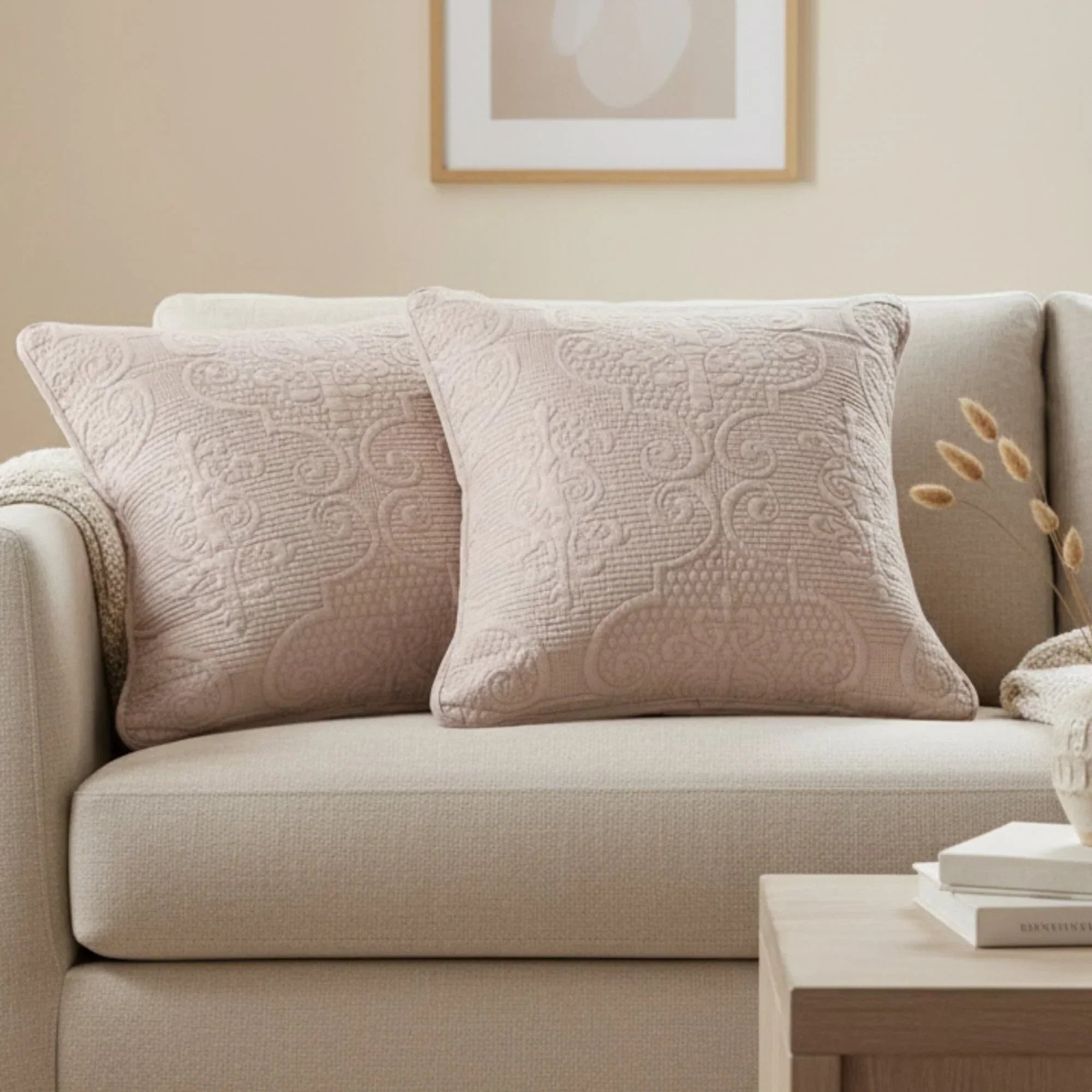 DaDa Bedding Set of 2-Pieces Sandy Beige Taupe Square Cushion Throw Pillow Covers, 18" x 18" (JHW-585) DaDalogy Bedding Collection