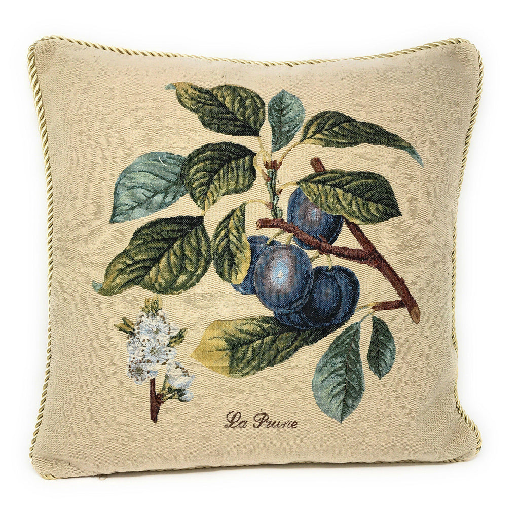 DaDa Bedding Set of 2-Pieces Sugar Plum Fruits Garden Tapestry Throw Pillow Covers w/ Inserts, 18" x 18" DaDalogy Bedding Collection