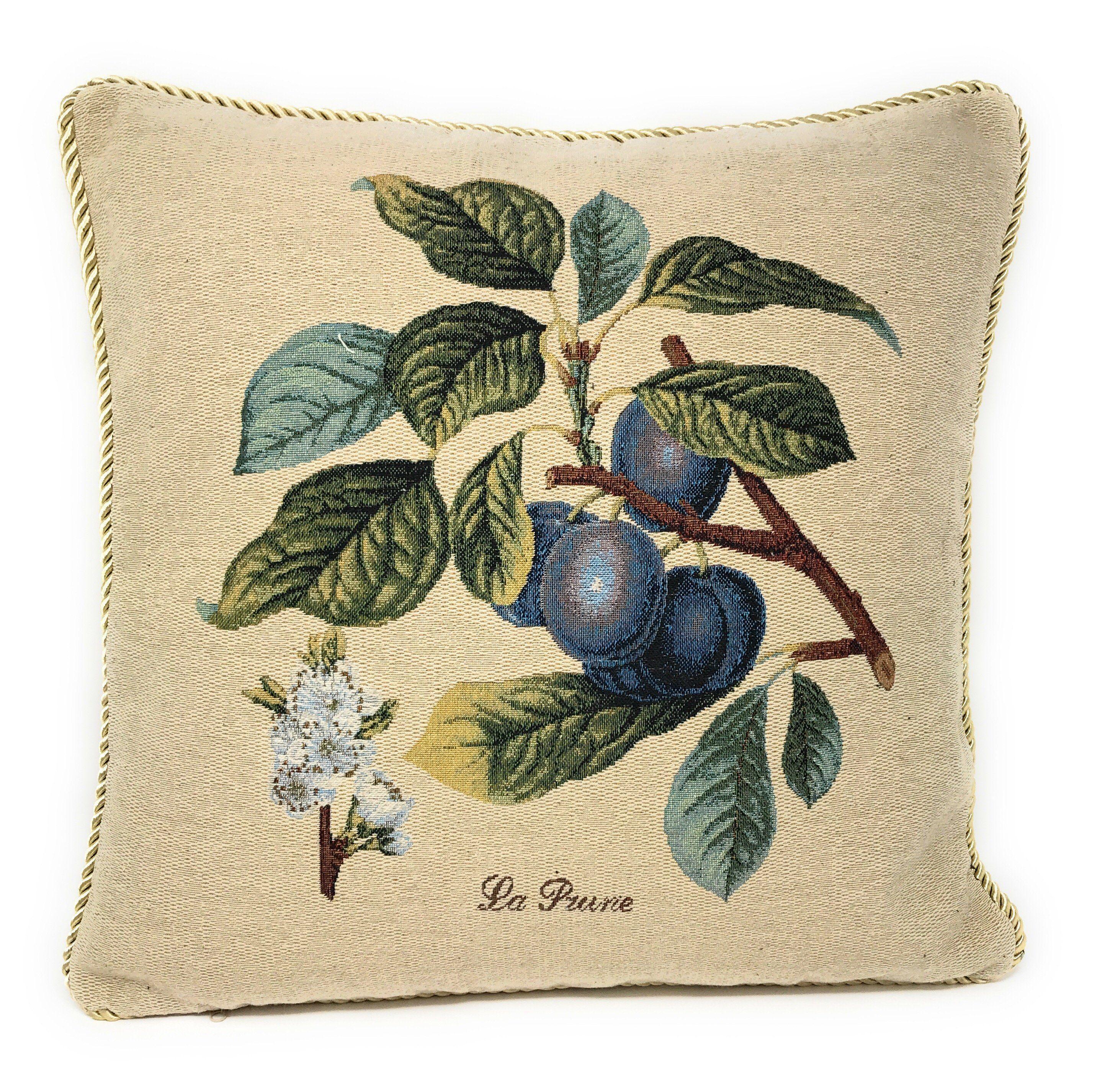 DaDa Bedding Set of 2-Pieces Sugar Plum Fruits Garden Tapestry Throw Pillow Covers w/ Inserts, 18" x 18" DaDalogy Bedding Collection