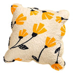 DaDa Bedding Set of 2-Pieces Yellow Fleur Floral Golden Orange Ivory Cream Scalloped Throw Pillow Covers, 18" x 18" (18112) DaDalogy Bedding Collection