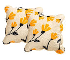 DaDa Bedding Set of 2-Pieces Yellow Fleur Floral Golden Orange Ivory Cream Scalloped Throw Pillow Covers, 18" x 18" (18112) DaDalogy Bedding Collection