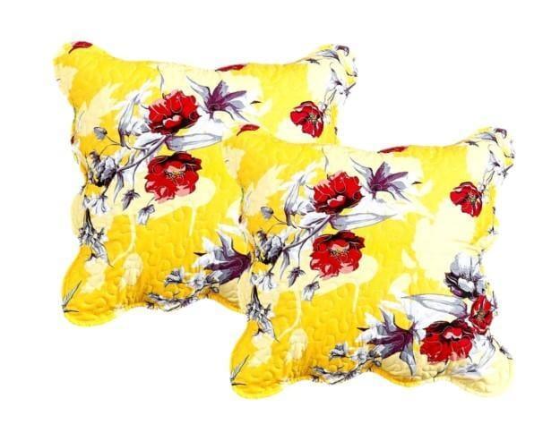 DaDa Bedding Set of 2 Sunshine Yellow Hummingbirds Floral Scalloped Throw Pillow Covers, 18" (JHW925) DaDalogy Bedding Collection