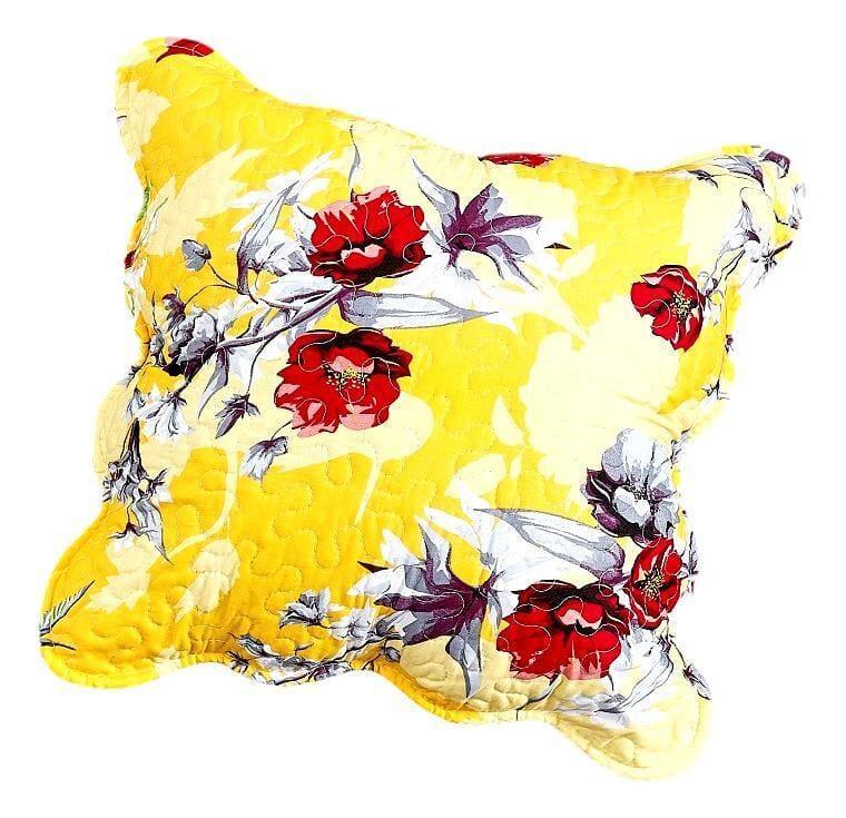 DaDa Bedding Set of 2 Sunshine Yellow Hummingbirds Floral Scalloped Throw Pillow Covers, 18" (JHW925) DaDalogy Bedding Collection